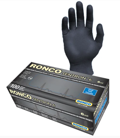 RC-962S  ''SENTRON 6'' GANTS NITRILE SMALL NOIR 6MILL 100/BOITE