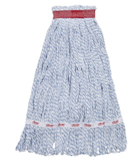 VILEDA-134616 MOPPE À CIRER BLANCHE 20OZ BRINS ATTACHÉS ET BOUCLÉS AVEC BANDE ÉTROITE