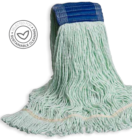 VILEDA-134911 MOPPE VERTE 16OZ MICRO-ECO BRINS ATTACHÉS ET BOUCLÉS AVEC BANDE LARGE