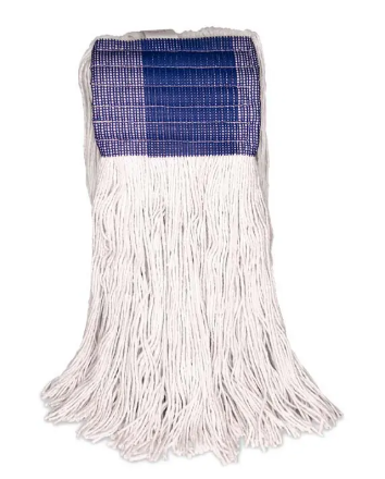 BVS-CIBL16 MOPPE À CIRER  BLANCHE 16OZ BRINS COUPÉS AVEC BANDE LARGE