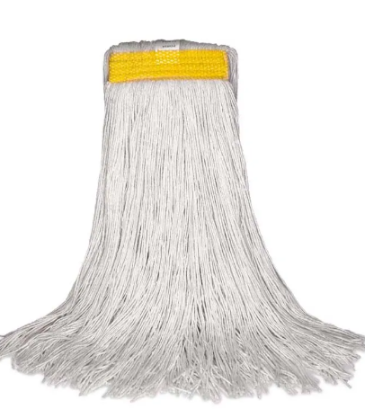 BVS-FCIS24 MOPPE À CIRER 24OZ BLANCHE BRINS COUPÉS AVEC BANDE ÉTROITE