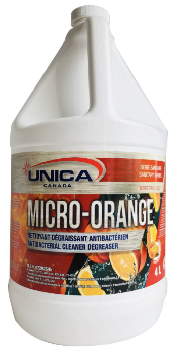 UNICA- NMIC04 MICRO-ORANGE NETTOYANT/DÉGRAISSANT/DÉSINFECTANT 4L