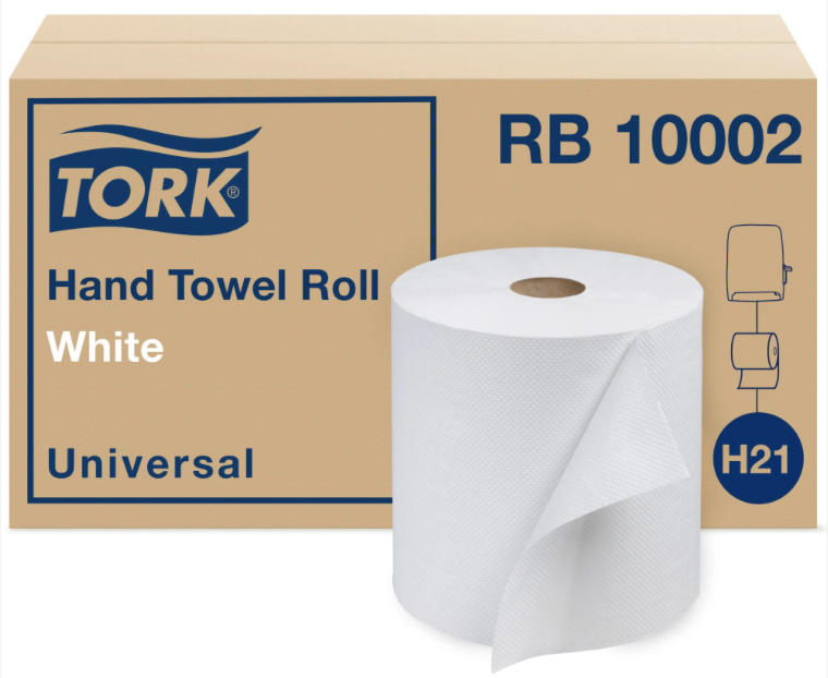 TORK-RB10002 PAPIER A MAIN EN ROULEAU BLANC 6X1000/CAISSE