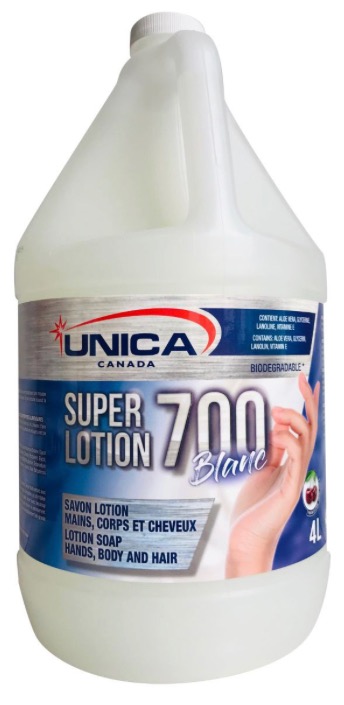 UNICA-S704B ''SUPER LOTION 700'' SAVON LOTION DOUX POUR LES MAINS BLANC 4L