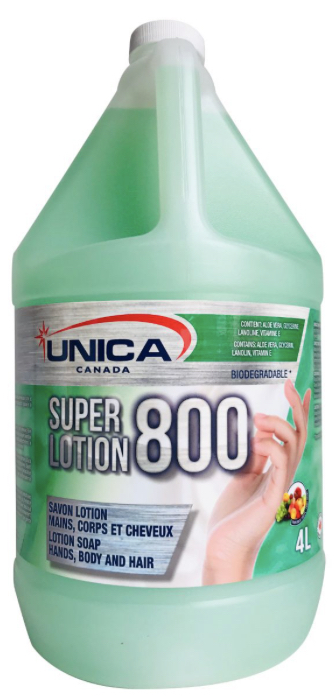 UNICA-804 ''SUPER LOTION 800'' SAVON LOTION DOUX POUR LES MAINS VERT 4L