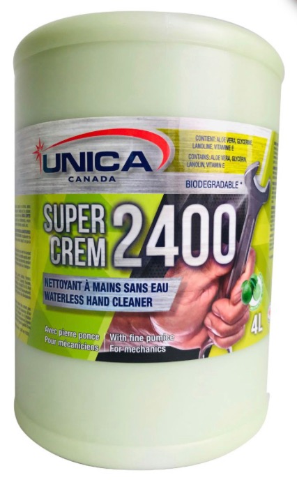 UNICA-S2404J ''SUPER CREM 2400'' NETTOYANT À MAINS AVEC PIERRE PONCE VERT PÂLE *JUG* 4L 