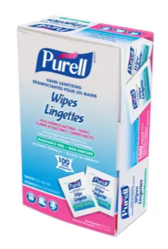 GOJO-9022 LINGETTES DÉSINFECTANTES PURELL EMBALLÉES INDIVIDUELLEMENT 100/BOITE