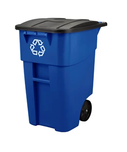 RUBBERMAID - 
FG9W2773BLEU
 BAC AVEC LOGO RECYCLAGE SUR ROUES 50 GAL , BLEU