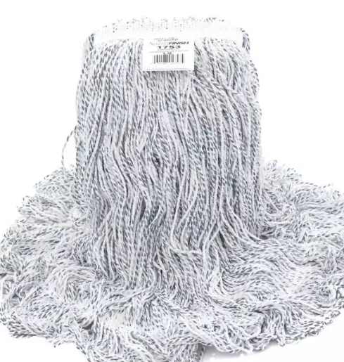 AG-1752 MOPPE BLANCHE À CIRER DE FINITION SATIN 16OZ BRINS BOUCLÉS AVEC BANDE ÉTROITE