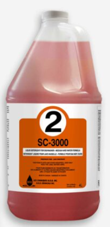 SC3000 4X4LITRES DÉTERGENT LIQUIDE POUR LAVE-VAISSELLE – FORMULE POUR MOYENNE EAU DURE