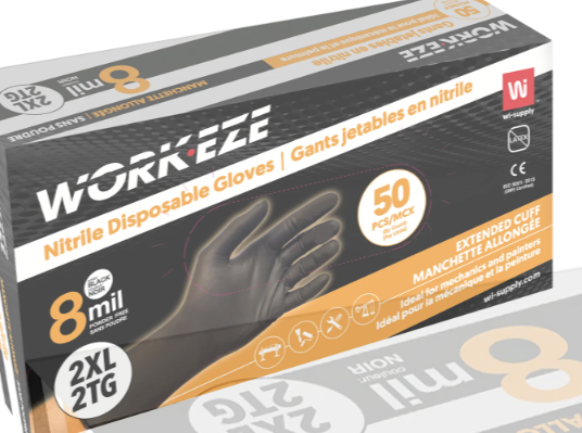 WPC-DN850BKEC-L GANTS NITRILE LARGE NOIR 8MILL 12'' LONG 50/BOITE