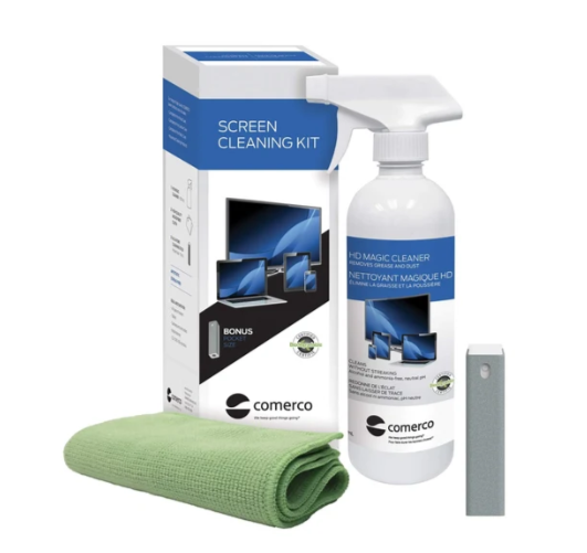 ENSEMBLE DE NETTOYAGE POUR ÉCRAN INCLUS NETTOYANT MAGIQUE 500ML/MICROFIBRE/BÂTONNET