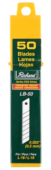 LB-50 LAMES DE RECHANGE 3/4'' POUR COUTEAU RICHARD L19 ET L18 50/PAQUET