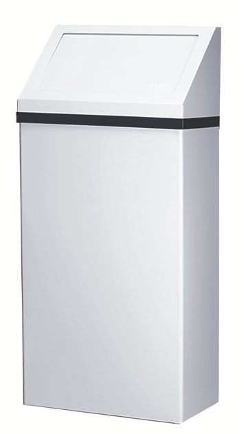 FROST-303 POUBELLE MURALE EN MÉTAL BLANC AVEC COUVERCLE À BATTANT