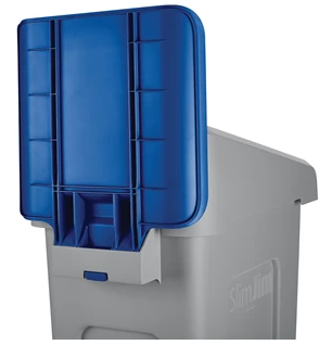 RUBBERMAID 
2007909 
STATION DE RECYCLAGE SLIM JIM®, PANNEAU D'AFFICHAGE BLEU, 23 GAL