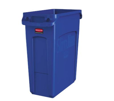 RUBBERMAID -1971257 POUBELLE SLIM JIM VENTILÉ 16 GAL BLEU