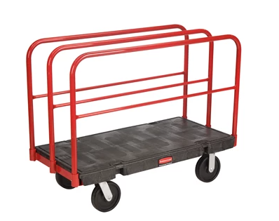 RUBBERMAID - FG446800BLA CHARIOT À FEUILLES ET PANNEAUX, 24 PO X 48 PO AVEC ROULETTES EN POLYOLÉFINE DE 8 PO