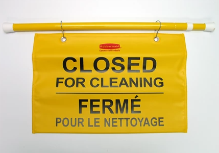 RUBBERMAID-FG9S1600YEL  BALISE DE SECURITE BILINGUE ''CLOSED FOR CLEANING/FERMÉ POUR LE NETTOYAGE''