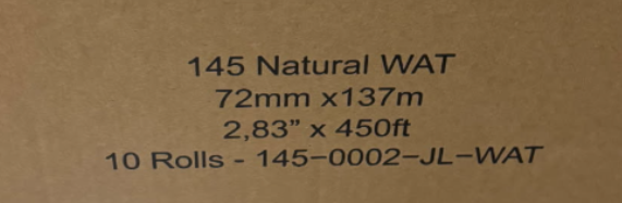 145-002-JL-WAT(CSX10) RUBAN GOMME RENFORCÉE  72MMX137M/450' VENDU 10/CAISSE