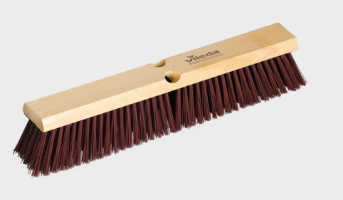 VILEDA-134471 BALAI BROSSE 18'' FIBRE RIGIDE ROUGE AVEC BLOC EN BOIS