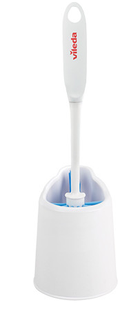 VILEDA-148223 BROSSE À TOILETTE AVEC PETITE BROSSE POUR REBORD AVEC CÔNE