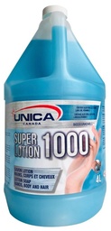 [861004] UNICA-S1004 ''SUPER LOTION 1000'' SAVON LOTION DOUX 3 DANS 1 POUR MAINS, CORPS ET CHEVEUX BLEU 4L